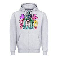 Heather Grey Easter Day He is risen indeed Zipper Hoodie - OliviaCreatesArt