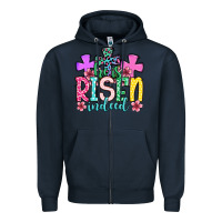 Navy Easter Day He is risen indeed Zipper Hoodie - OliviaCreatesArt