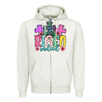 Oatmeal Heather Easter Day He is risen indeed Zipper Hoodie - OliviaCreatesArt