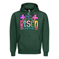 Sports Green Easter Day He is risen indeed Zipper Hoodie - OliviaCreatesArt