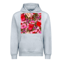 Heather Grey valentines day coffee cups and love letter with xoxo and leopard seaml Urban Hoodie - BundleAndBundleShop