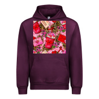 Mauve Wine valentines day coffee cups and love letter with xoxo and leopard seaml Urban Hoodie - BundleAndBundleShop