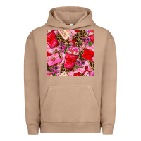 Pigment Burro valentines day coffee cups and love letter with xoxo and leopard seaml Urban Hoodie - BundleAndBundleShop