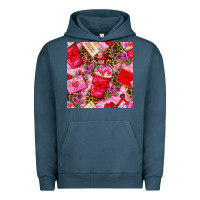 Pigment Midnight Navy valentines day coffee cups and love letter with xoxo and leopard seaml Urban Hoodie - BundleAndBundleShop