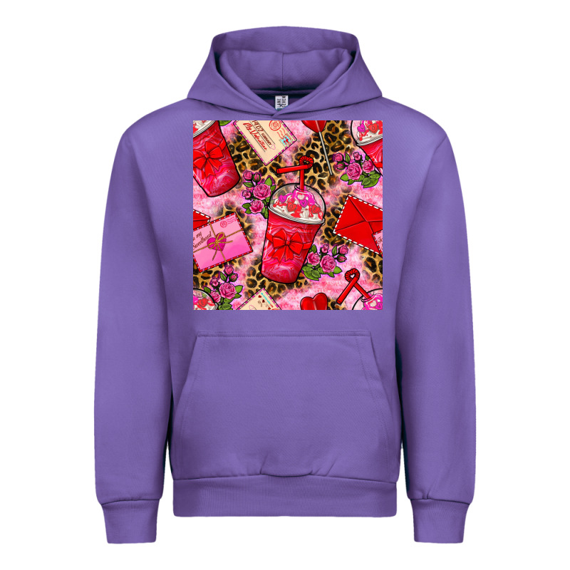 Valentines Day Coffee Cups And Love Letter With Xoxo And Leopard Seaml Urban Hoodie by BundleAndBundleShop | Teevron