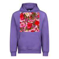 Tulip valentines day coffee cups and love letter with xoxo and leopard seaml Urban Hoodie - BundleAndBundleShop
