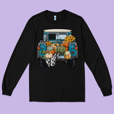 Pumpkin Truck Long Sleeve Tee Designed By Ranaportraitstore