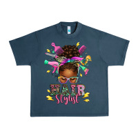 Midnight Navy hair stylist afro messy bun Urban Heavy Tee - texasbilliewilder