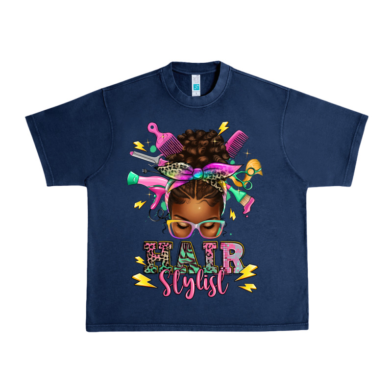 Hair Stylist Afro Messy Bun Urban Heavy Tee by texasbilliewilder | Teevron