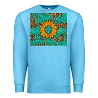 Ocean Blue Sunflower Gemstone Leopard Premium Sweatshirt - Artiststas