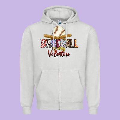 Baseball Is My Valentine Zipper Hoodie Designed By Racoondesign
