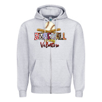 Heather Grey baseball is my valentine Zipper Hoodie - RacoonDesign