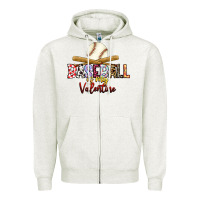 Oatmeal Heather baseball is my valentine Zipper Hoodie - RacoonDesign