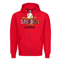 Red baseball is my valentine Zipper Hoodie - RacoonDesign