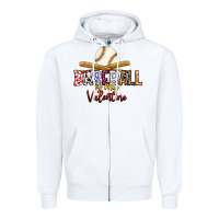 White baseball is my valentine Zipper Hoodie - RacoonDesign