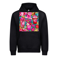 Black valentines day with love coffee cups  seamless pattern bbs Urban Hoodie - BundleAndBundleShop