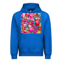 Cobalt valentines day with love coffee cups  seamless pattern bbs Urban Hoodie - BundleAndBundleShop