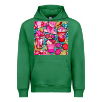 Emerald valentines day with love coffee cups  seamless pattern bbs Urban Hoodie - BundleAndBundleShop