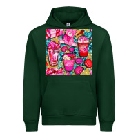 Forest Green valentines day with love coffee cups  seamless pattern bbs Urban Hoodie - BundleAndBundleShop