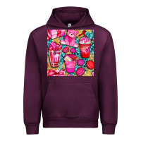 Mauve Wine valentines day with love coffee cups  seamless pattern bbs Urban Hoodie - BundleAndBundleShop