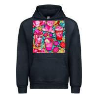 Navy valentines day with love coffee cups  seamless pattern bbs Urban Hoodie - BundleAndBundleShop