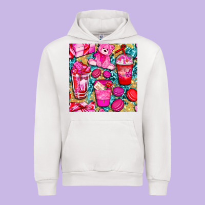 Valentines Day With Love Coffee Cups  Seamless Pattern Bbs Urban Hoodie Designed By Bundleandbundleshop