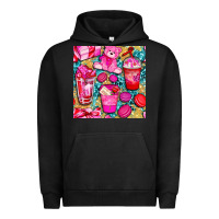 Pigment Black valentines day with love coffee cups  seamless pattern bbs Urban Hoodie - BundleAndBundleShop