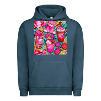 Pigment Midnight Navy valentines day with love coffee cups  seamless pattern bbs Urban Hoodie - BundleAndBundleShop