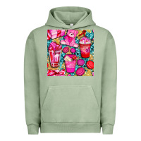 Pigment Oil Green valentines day with love coffee cups  seamless pattern bbs Urban Hoodie - BundleAndBundleShop