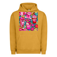 Pigment Peanut Butter valentines day with love coffee cups  seamless pattern bbs Urban Hoodie - BundleAndBundleShop