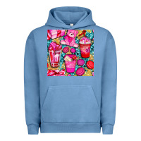Pigment Pebble Blue valentines day with love coffee cups  seamless pattern bbs Urban Hoodie - BundleAndBundleShop