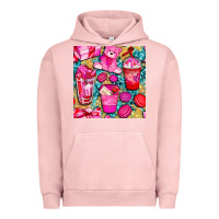 Pigment Salmon valentines day with love coffee cups  seamless pattern bbs Urban Hoodie - BundleAndBundleShop