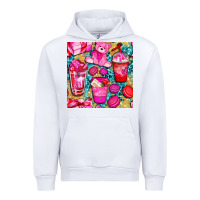 White valentines day with love coffee cups  seamless pattern bbs Urban Hoodie - BundleAndBundleShop