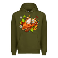 Army Green pumpkin pie with daisies and cinnamon Premium Hoodie - AdoDesignShop