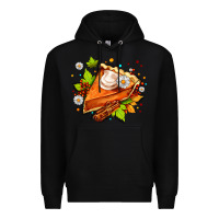 Black pumpkin pie with daisies and cinnamon Premium Hoodie - AdoDesignShop