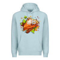 Blue Mist pumpkin pie with daisies and cinnamon Premium Hoodie - AdoDesignShop