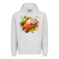 Dove Grey pumpkin pie with daisies and cinnamon Premium Hoodie - AdoDesignShop