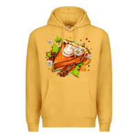 Mustard pumpkin pie with daisies and cinnamon Premium Hoodie - AdoDesignShop