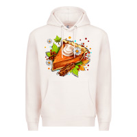Pale Pink pumpkin pie with daisies and cinnamon Premium Hoodie - AdoDesignShop