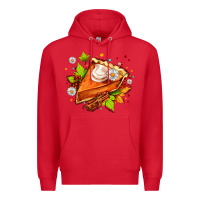 Red pumpkin pie with daisies and cinnamon Premium Hoodie - AdoDesignShop