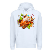 White pumpkin pie with daisies and cinnamon Premium Hoodie - AdoDesignShop