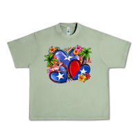 Oil Green puerto rico hearts Urban Heavy Tee - Zillion Design Studio