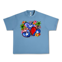 Pebble Blue puerto rico hearts Urban Heavy Tee - Zillion Design Studio