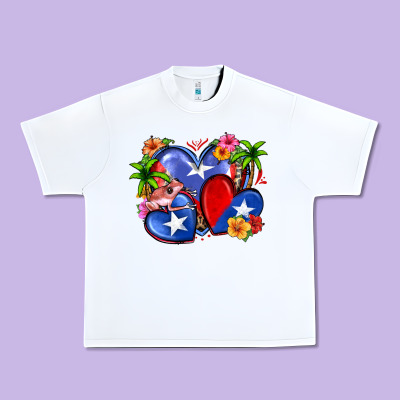 Puerto Rico Hearts Urban Heavy Tee Designed By Zillion Design Studio