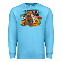 Ocean Blue horse with sunflowers Premium Sweatshirt - Artiststas