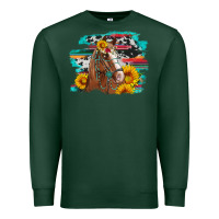 Sports Green horse with sunflowers Premium Sweatshirt - Artiststas