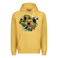 Antique Gold Texas Map Sunflower Cactus Serape Premium Hoodie - RanaPortraitStore