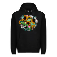Black Texas Map Sunflower Cactus Serape Premium Hoodie - RanaPortraitStore
