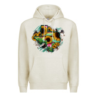 Oatmeal Heather Texas Map Sunflower Cactus Serape Premium Hoodie - RanaPortraitStore