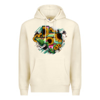 Sandshell Texas Map Sunflower Cactus Serape Premium Hoodie - RanaPortraitStore